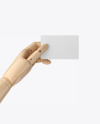 Wooden Hand With Business Card Mockup