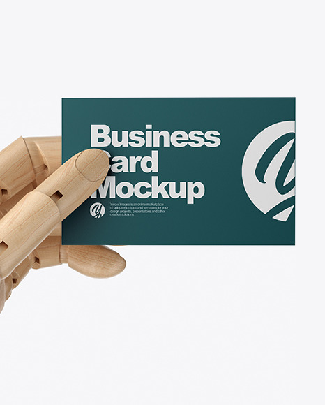 Wooden Hand With Business Card Mockup