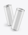 Two Metallic Drink Cans w/ Glossy Finish Mockup