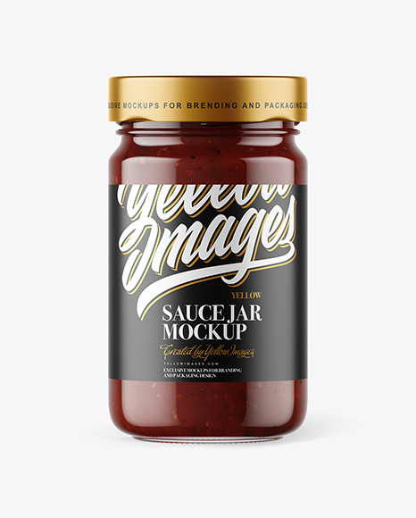 Clear Glass Jar with BBQ Sauce Mockup