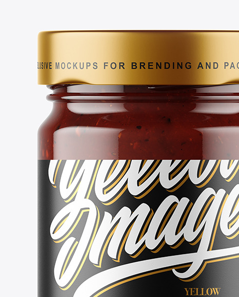 Clear Glass Jar with BBQ Sauce Mockup