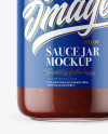 Clear Glass Jar with BBQ Sauce Mockup