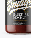 Clear Glass Jar with BBQ Sauce Mockup