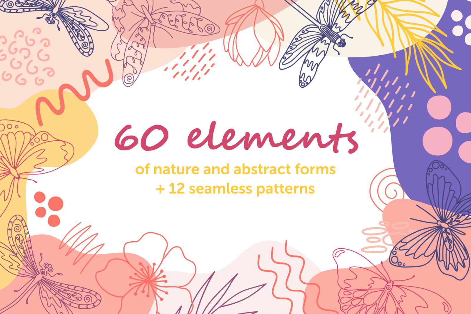 Organic natural seamless pattern set Organic natural seamless pattern set