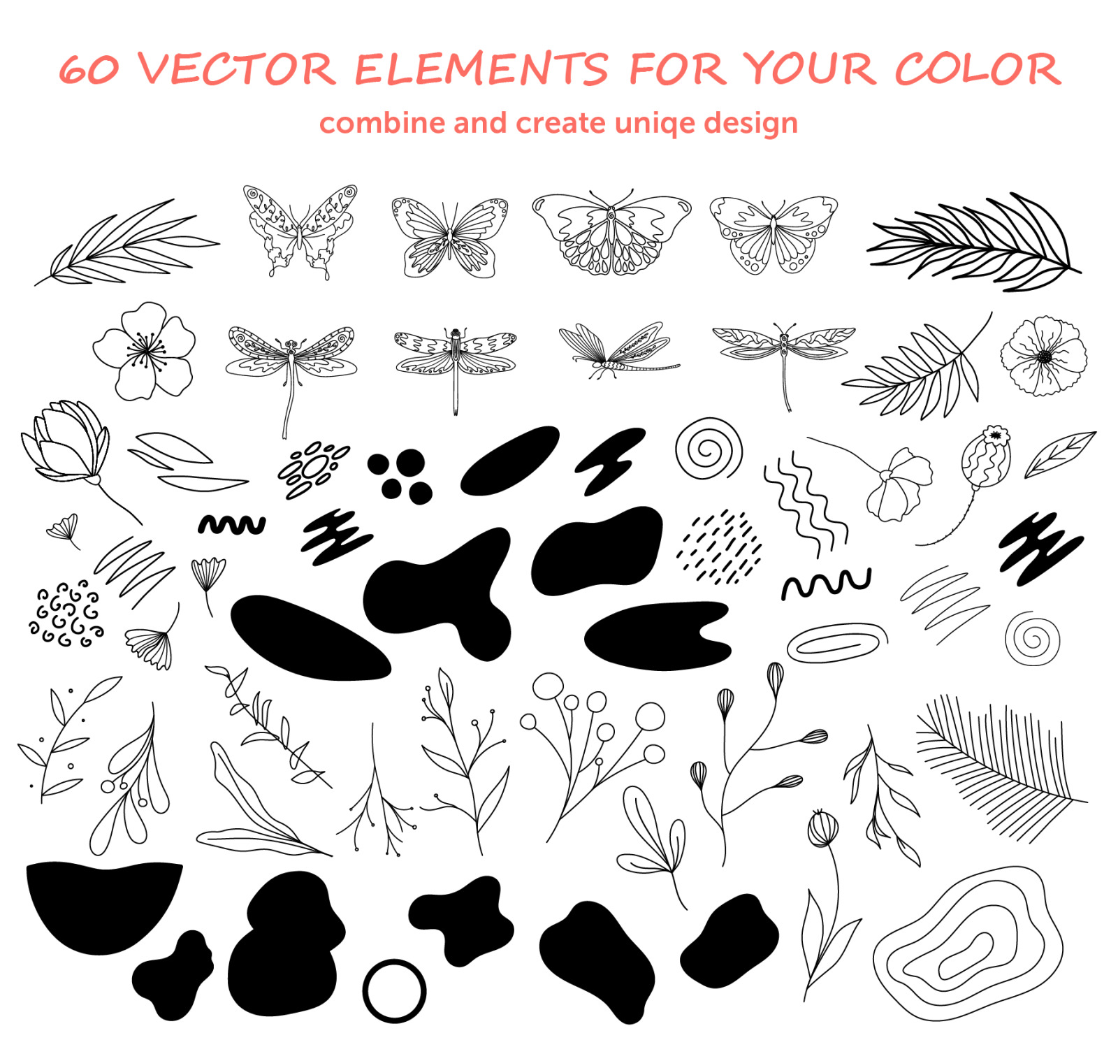 Organic natural seamless pattern set