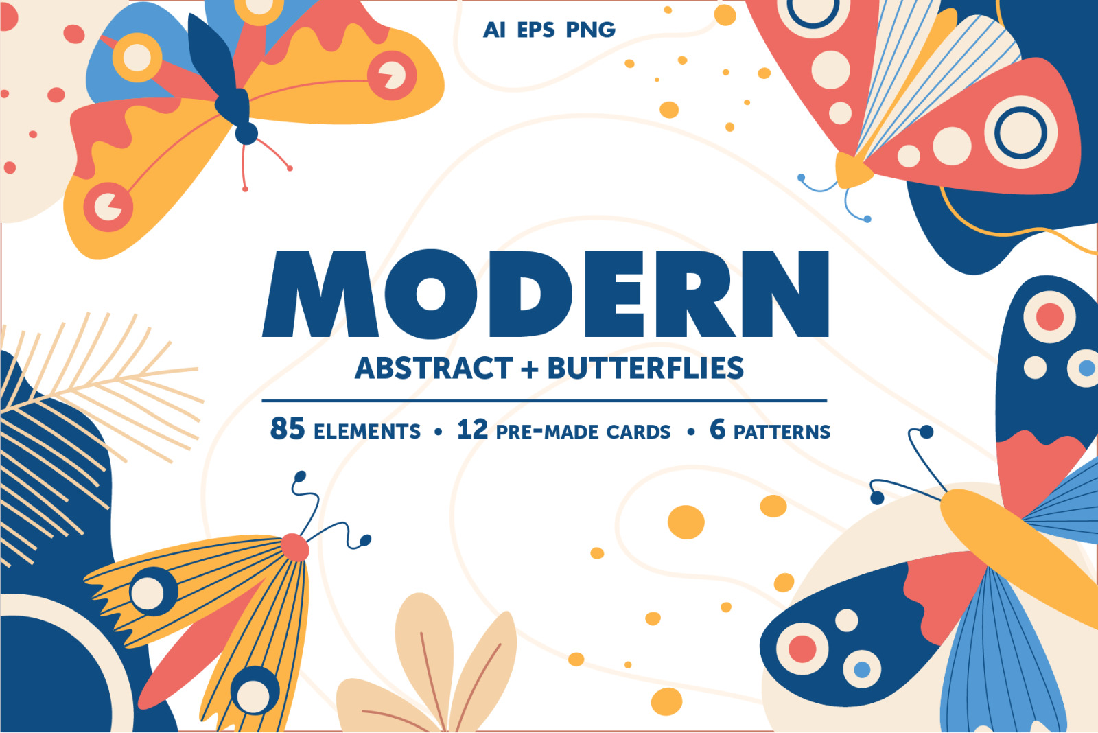Modern abstract set &amp; butterflies