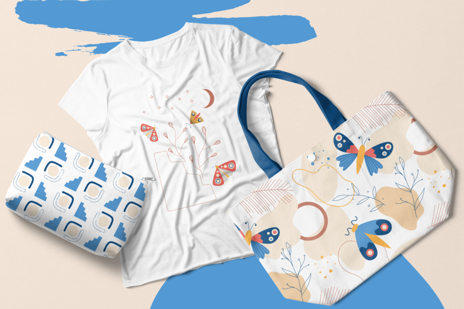 Modern abstract set &amp; butterflies