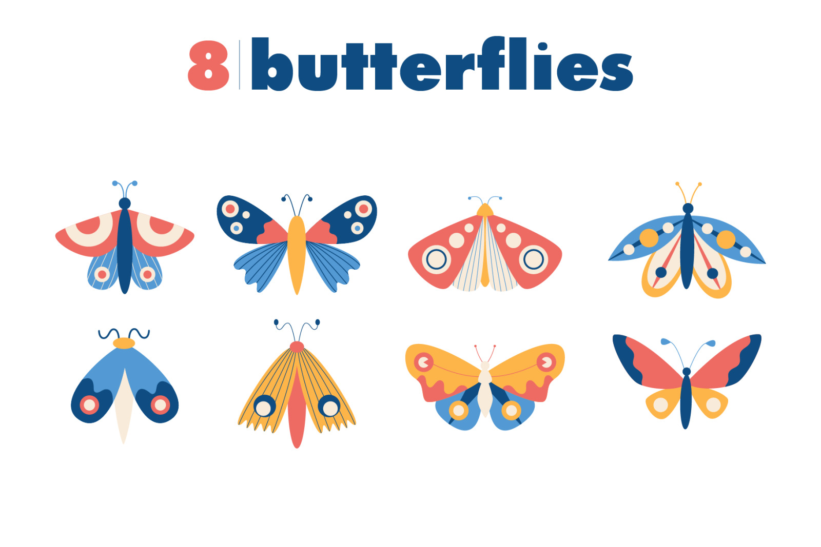 Modern abstract set &amp; butterflies