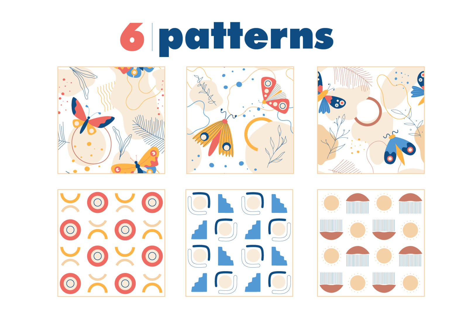 Modern abstract set &amp; butterflies
