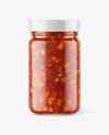 Clear Glass Jar with Bruschetta Sauce Mockup