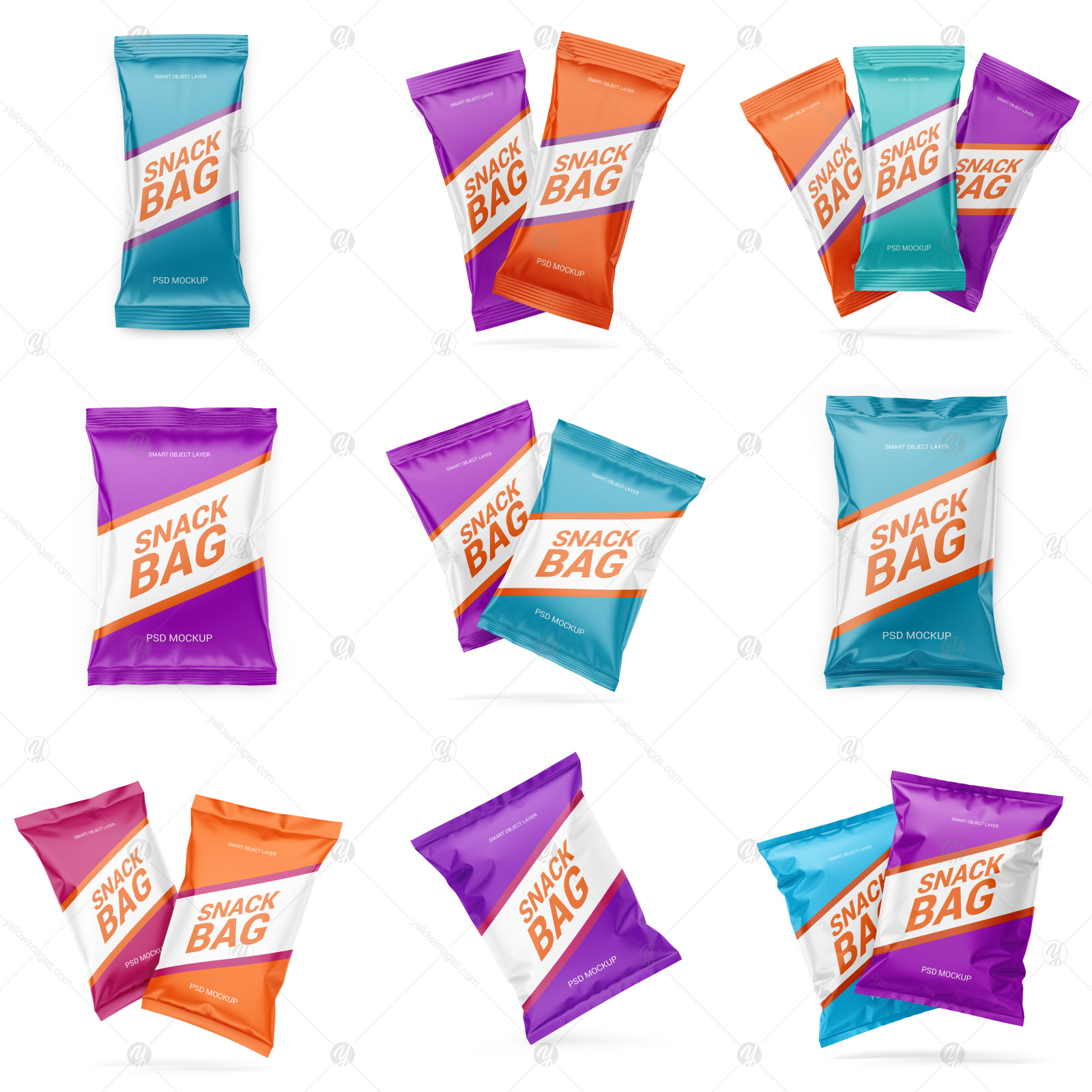 Snack Bag Set Mockup