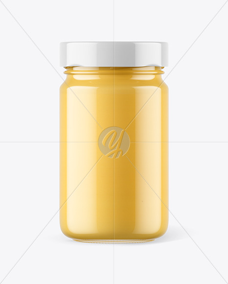 Clear Glass Jar with Cheese Sauce Mockup