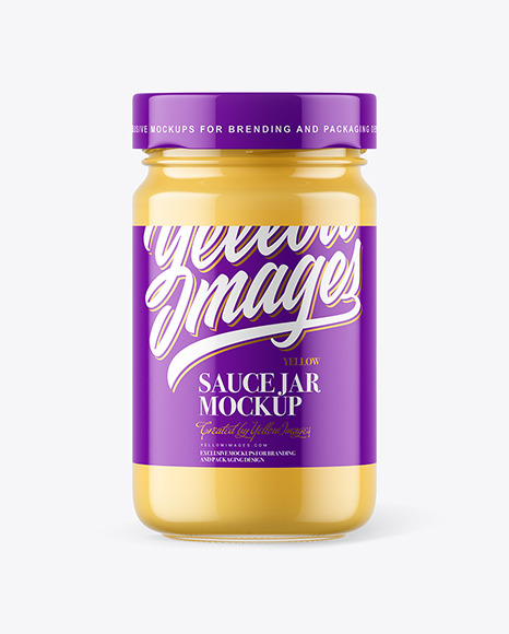 Clear Glass Jar with Cheese Sauce Mockup