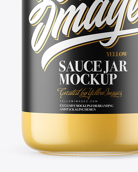 Clear Glass Jar with Cheese Sauce Mockup