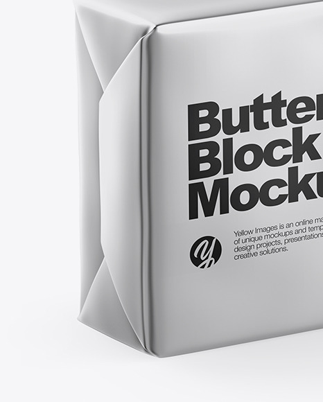 Metallic Butter Block Mockup - Half Side View