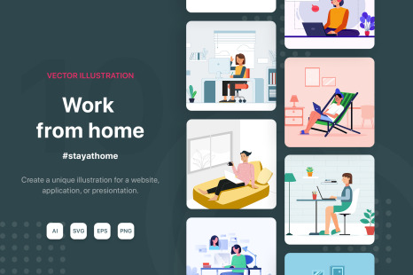 M82_Work from home Illustrations - Developer at home