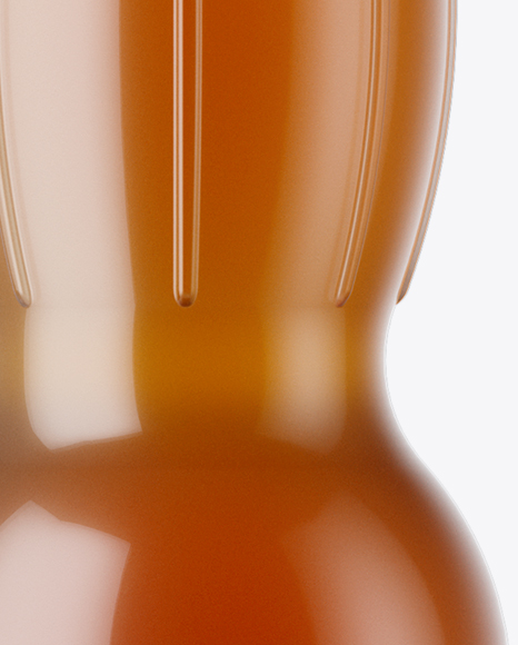 Glossy Plastic Bottle with Orange Drink Mockup