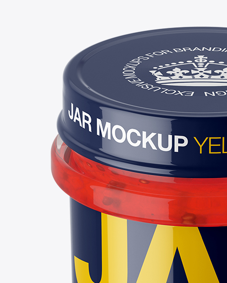 Glass Jar With Raspberry Jam Mockup (High-Angle Shot)
