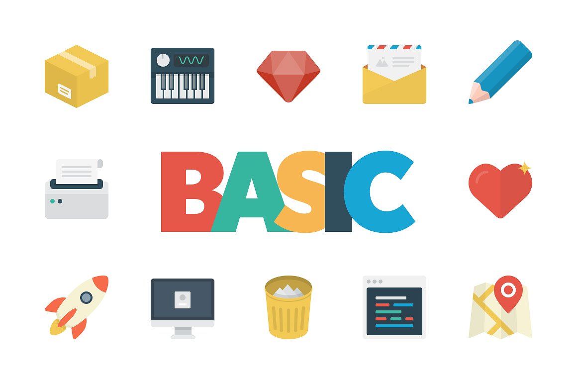 Basic Flat Icon Set Basic Flat Icon Set