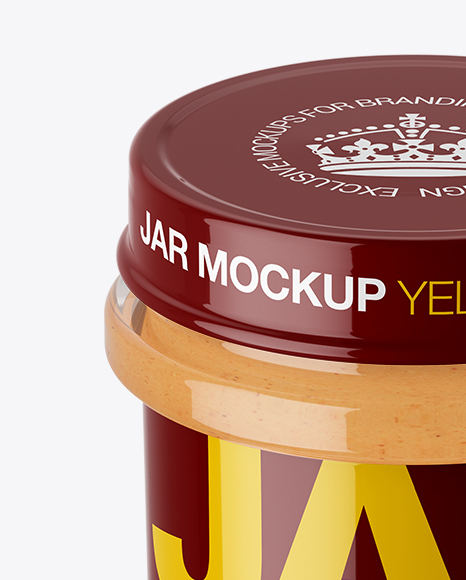 Glass Jar With Peach Jam Mockup (High-Angle Shot)