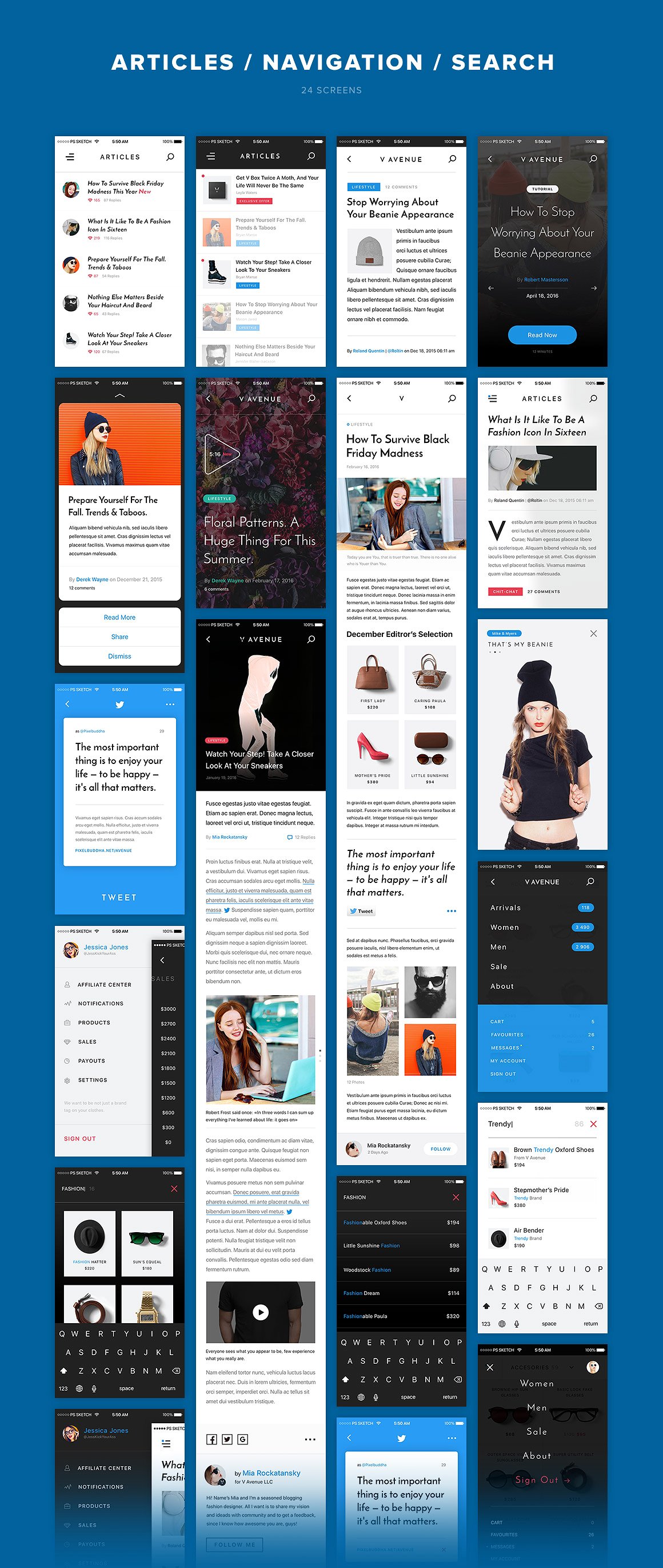 V Avenue Mobile UI Kit