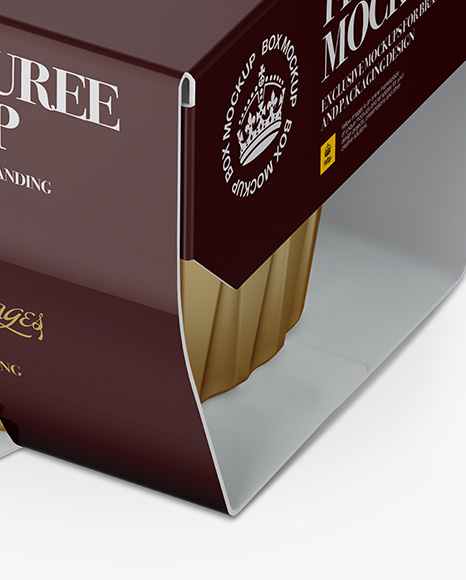 Fruit Puree Box Mockup - Halfside View (High Angle)