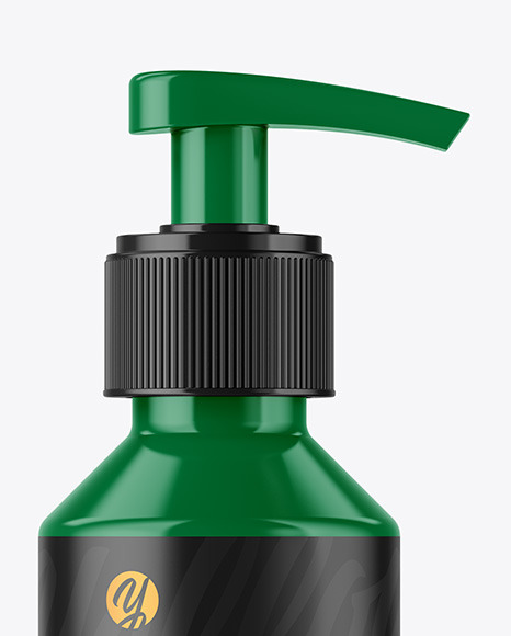 Glossy Plastic Bottle with Pump Mockup