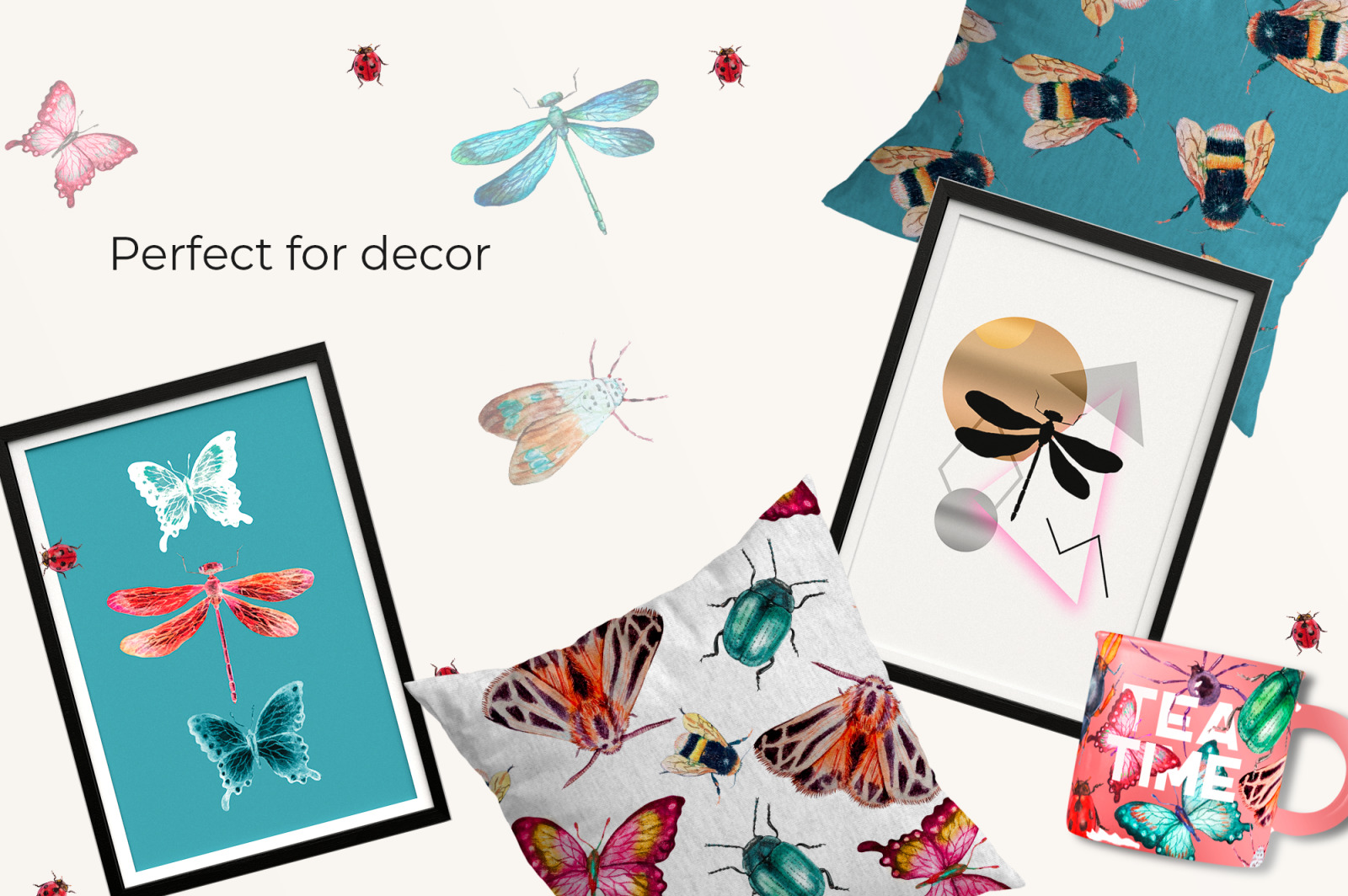 Watercolor Insect Clipart collection