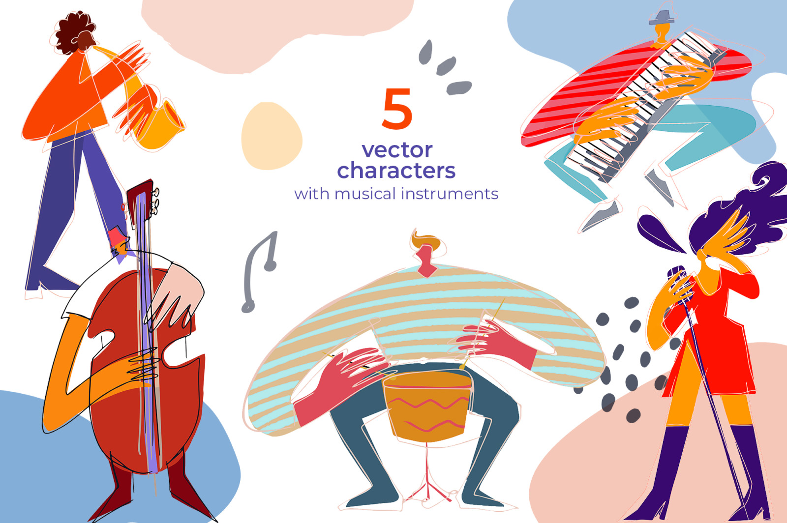 Jazz band modern vector characters