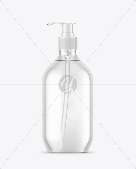 Clear Liquid Soap Bottle with Pump Mockup