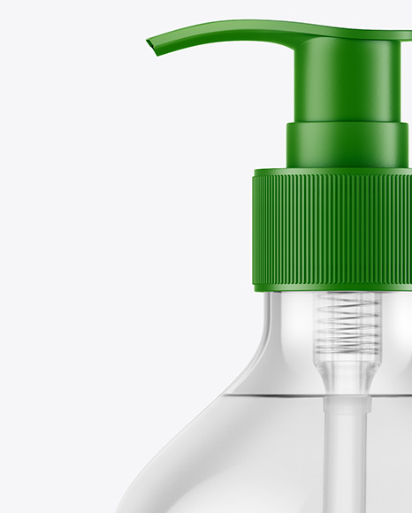 Clear Liquid Soap Bottle with Pump Mockup