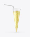 Plastic Cup w/ Banana Smoothie and Straw Mockup