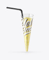 Plastic Cup w/ Banana Smoothie and Straw Mockup