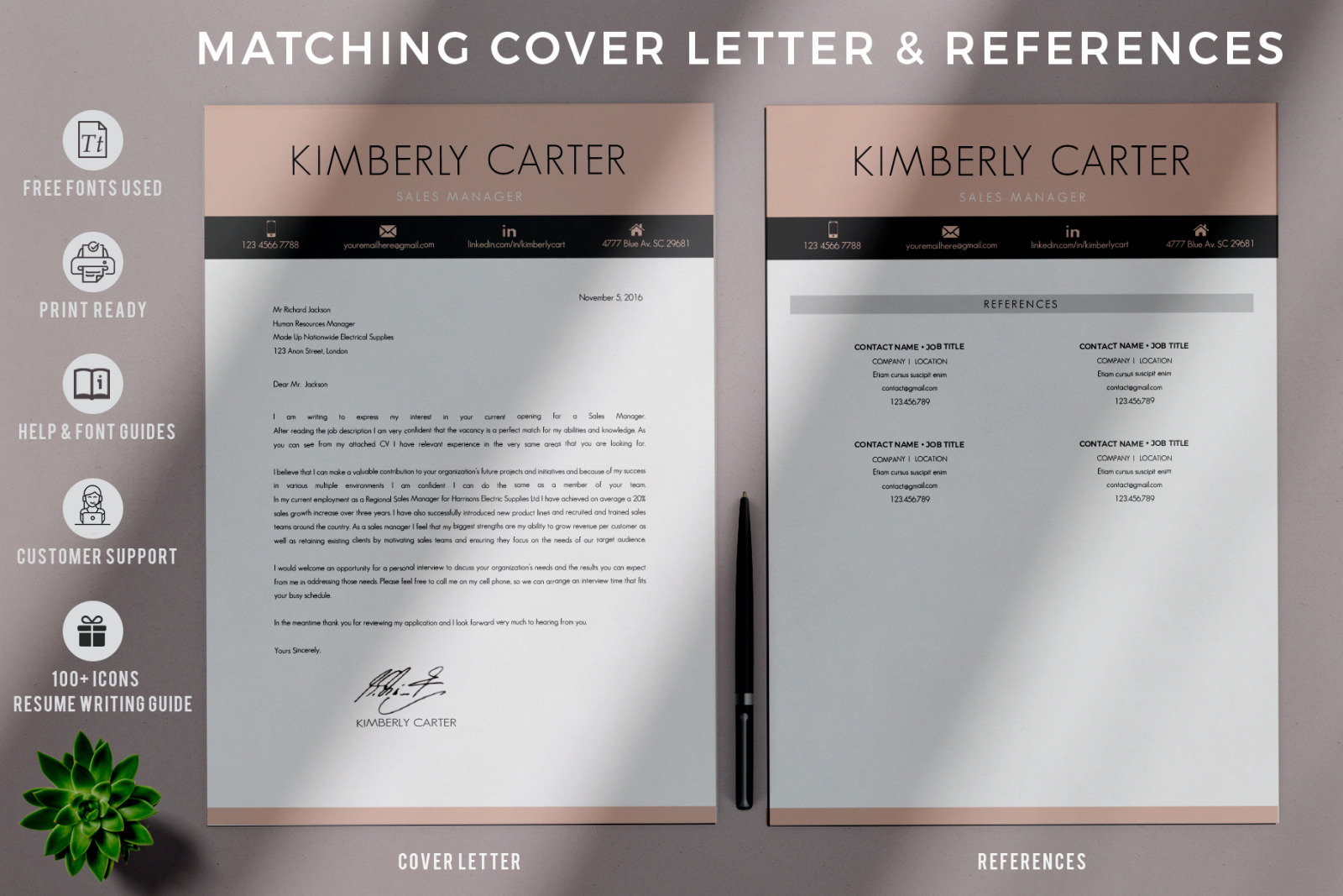 Modern CV template with photo for Sales Manager. CV, Resume + Cover Letter + References + icons Modern CV template with photo for Sales Manager. CV, Resume + Cover Letter + References + icons
