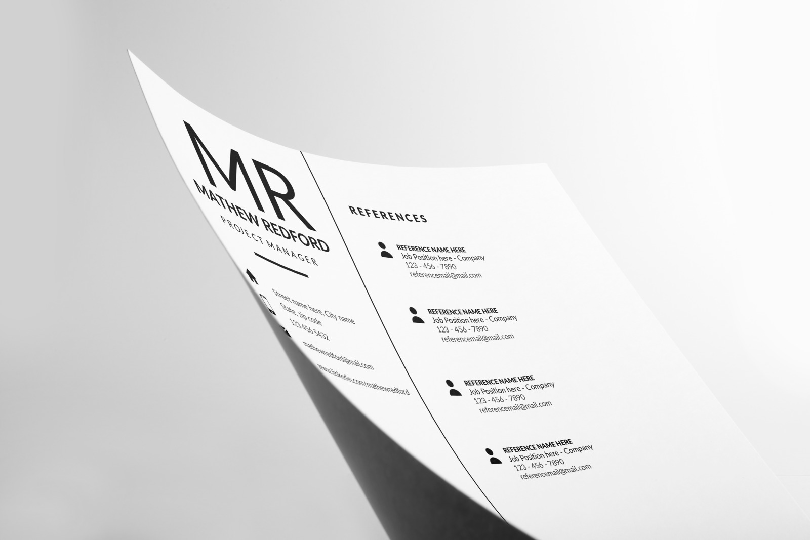 Minimalist Resume, CV for Word &amp; Mac Pages. Project Manager Resume &amp; Cover Letter. Instant download