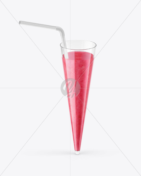 Plastic Cup w/ Berries Smoothie and Straw Mockup