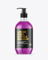 Clear Colored Liquid Soap Bottle with Pump Mockup