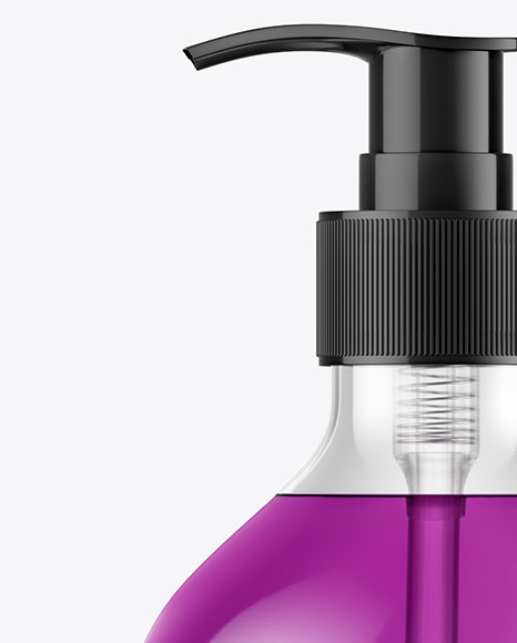 Clear Colored Liquid Soap Bottle with Pump Mockup