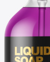 Clear Colored Liquid Soap Bottle with Pump Mockup