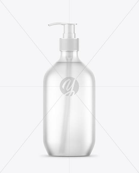 Clear Frosted Liquid Soap Bottle with Pump Mockup