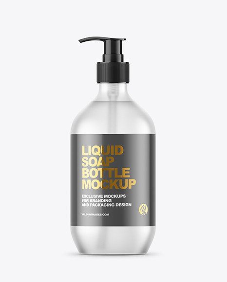 Clear Frosted Liquid Soap Bottle with Pump Mockup