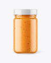 Clear Glass Jar with Chipotle Sauce Mockup