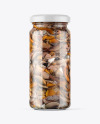 Clear Glass Jar with Marinated Mixed Mushrooms Mockup