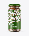 Clear Glass Jar with Marinated Mixed Mushrooms Mockup