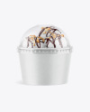 Kraft Ice Cream Cup with Plastic Cap Mockup - Front View