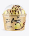 Kraft Ice Cream Cup with Plastic Cap Mockup - Front View