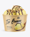 Kraft Ice Cream Cup with Plastic Cap Mockup - Front View