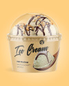 Kraft Ice Cream Cup with Plastic Cap Mockup - Front View