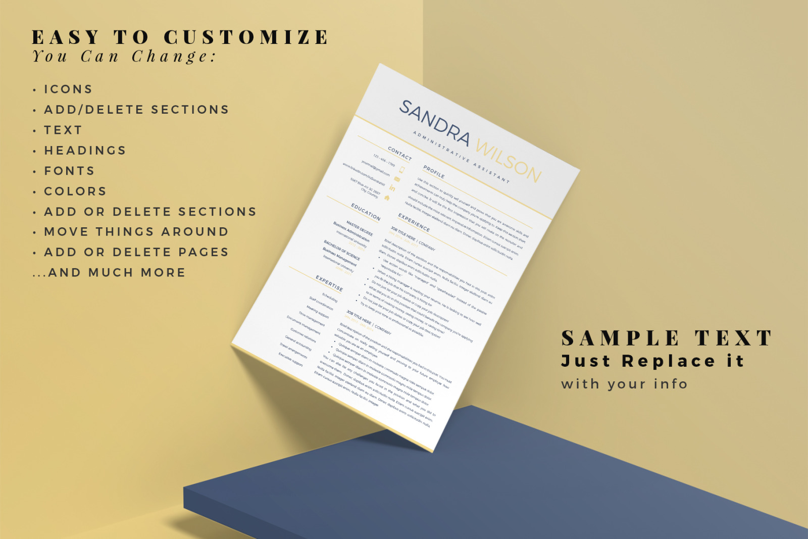 Modern Resume template in Word (docx) and iWork pages (.pages) format + Cover Letter and References