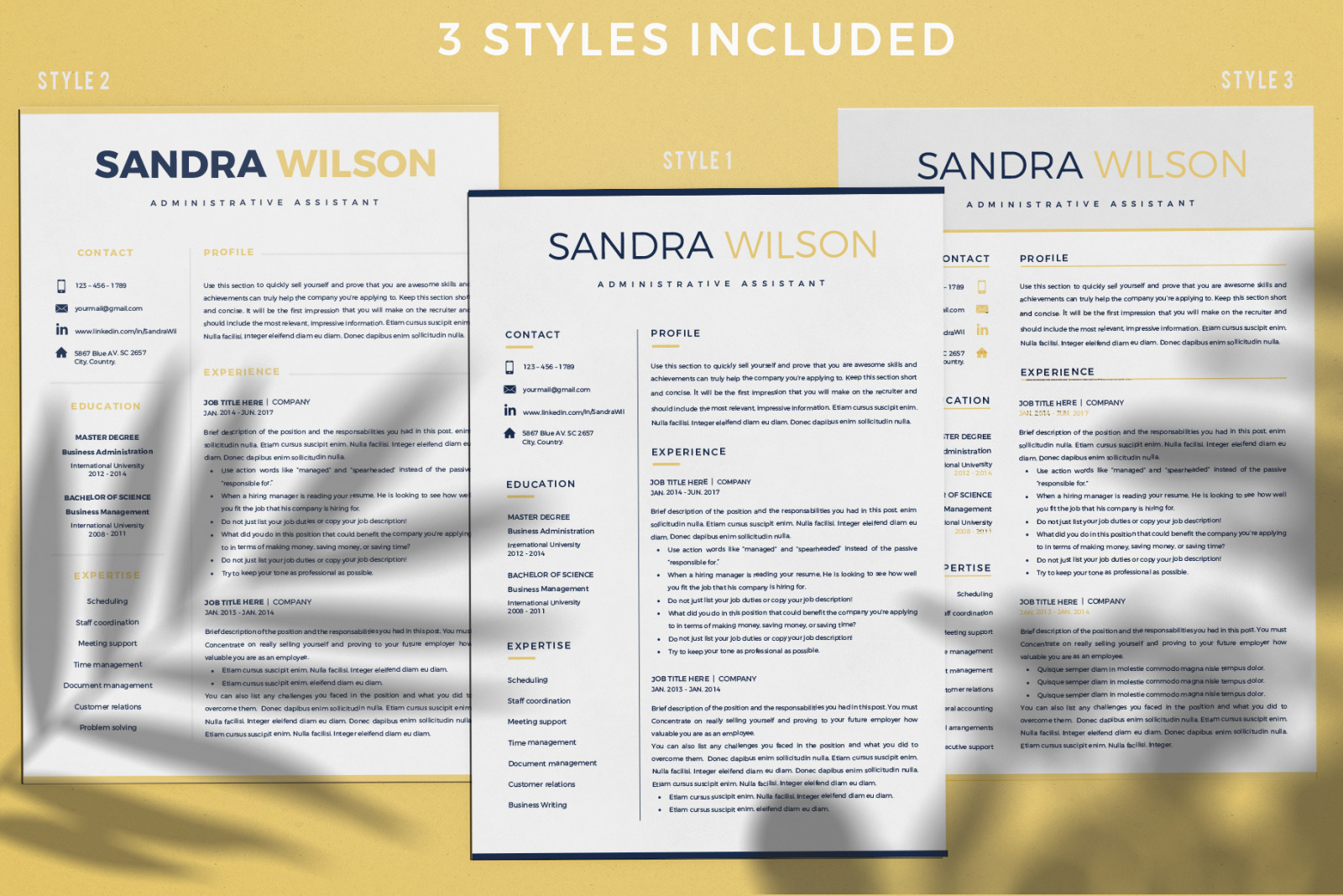 Modern Resume template in Word (docx) and iWork pages (.pages) format + Cover Letter and References